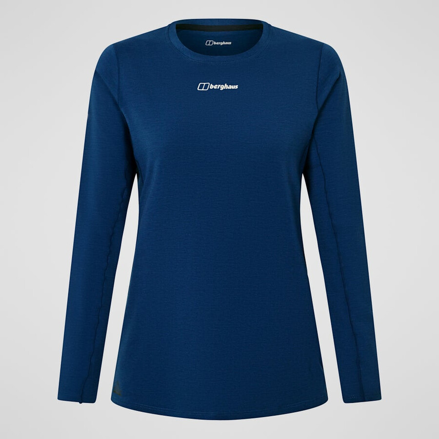 donna delta manica lunga tech tee - blu berghaus