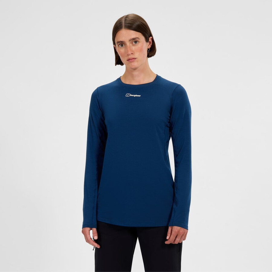 donna delta manica lunga tech tee - blu berghaus