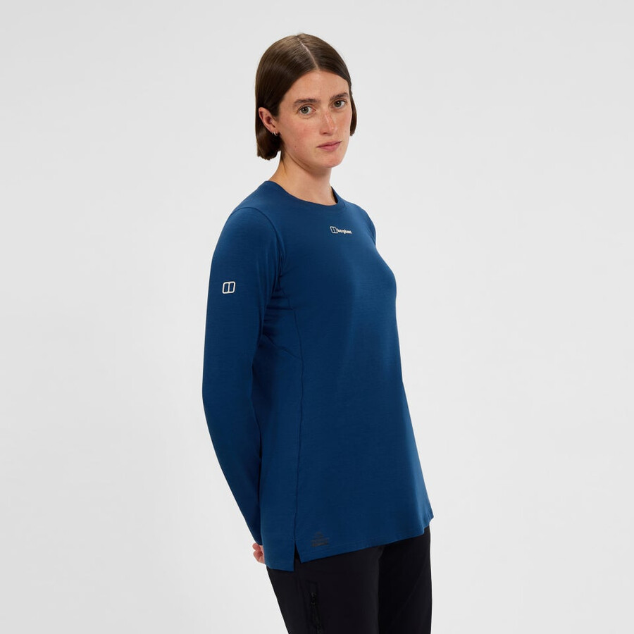 donna delta manica lunga tech tee - blu berghaus