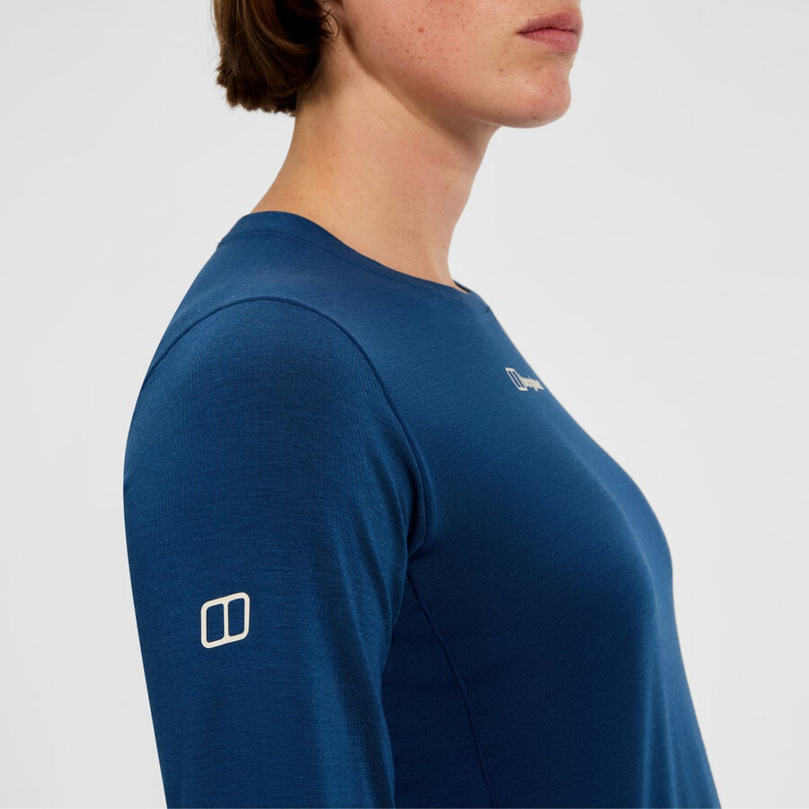donna delta manica lunga tech tee - blu berghaus