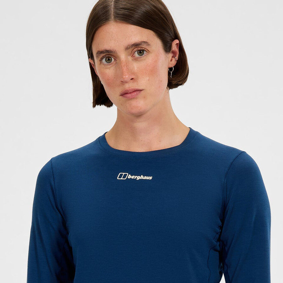 donna delta manica lunga tech tee - blu berghaus
