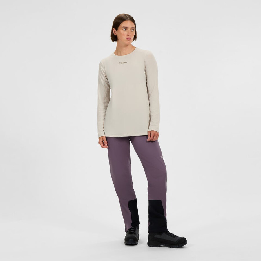 donna delta manica lunga tech tee grigio berghaus