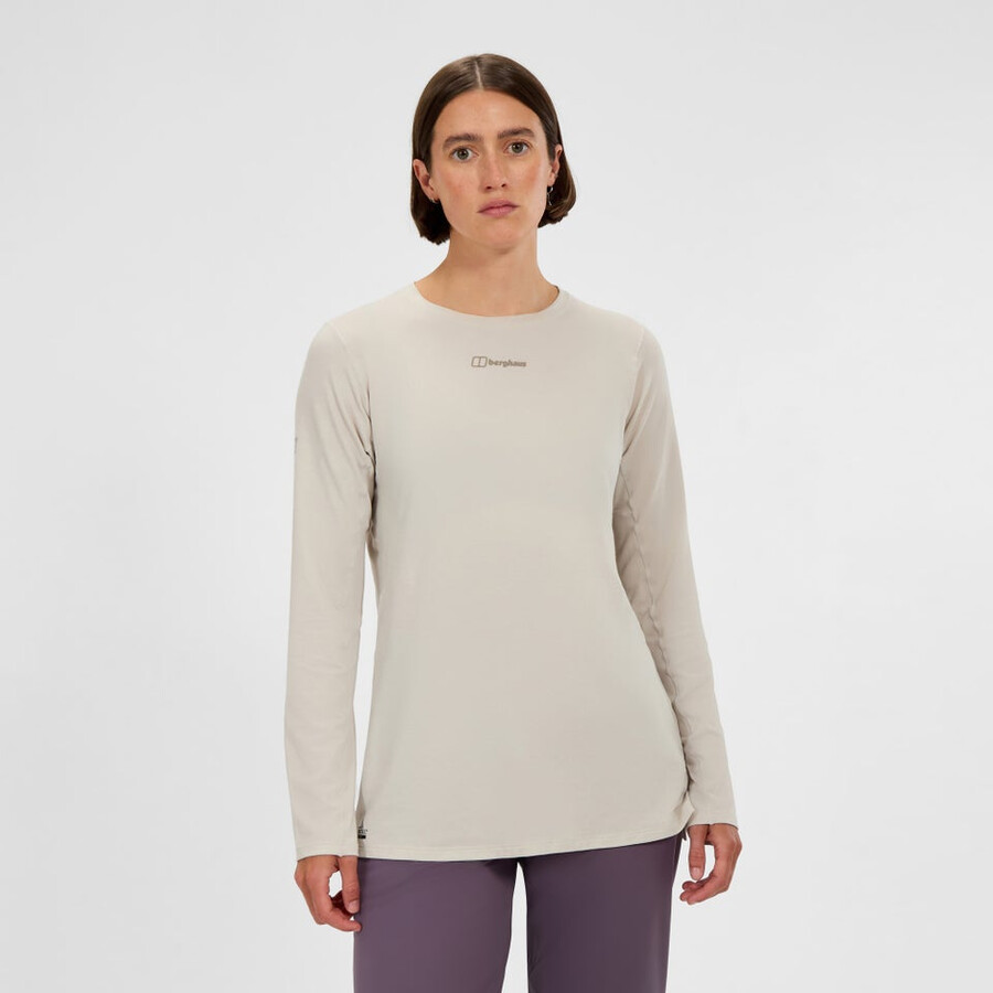 donna delta manica lunga tech tee grigio berghaus