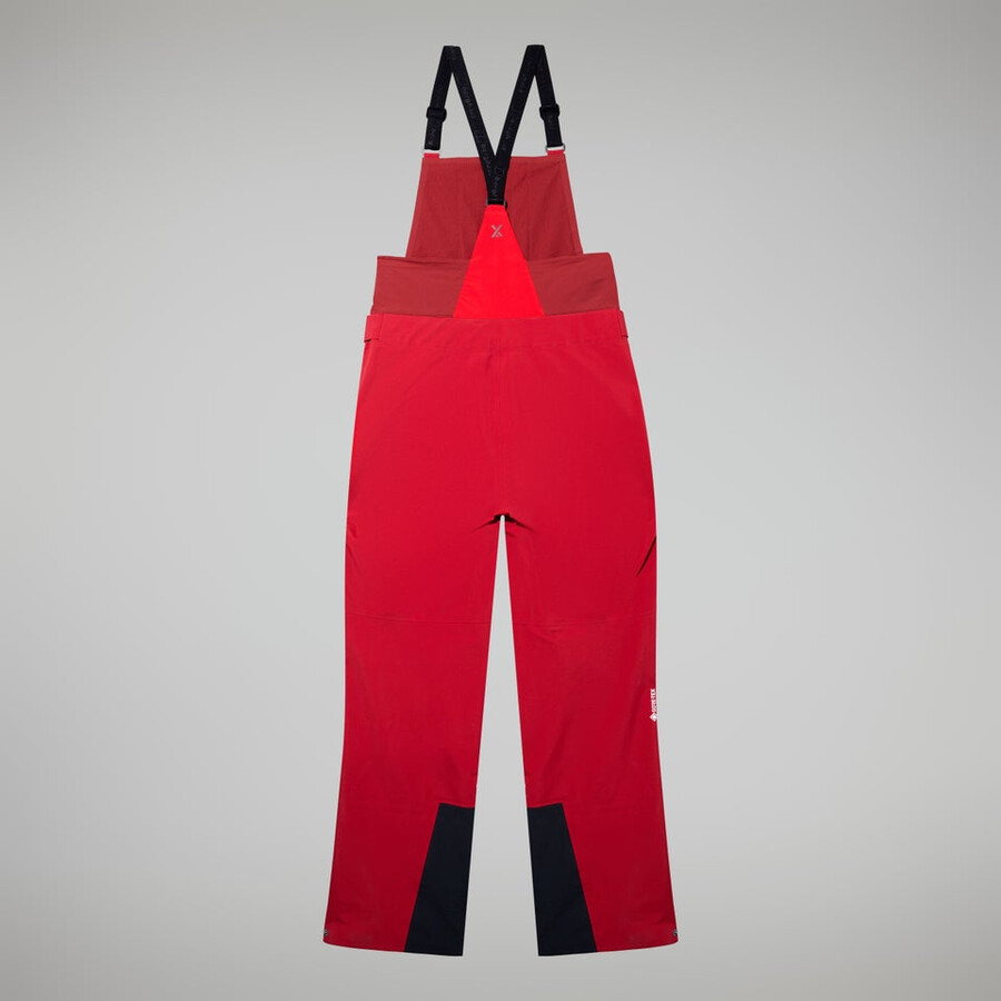 donne mtn spigolo scendere in gore-tex pantaloni con pettorina - rosso berghaus