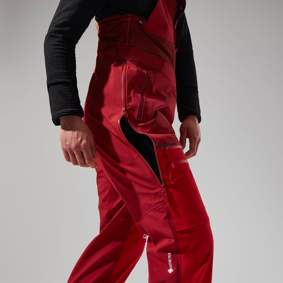 donne mtn spigolo scendere in gore-tex pantaloni con pettorina - rosso berghaus