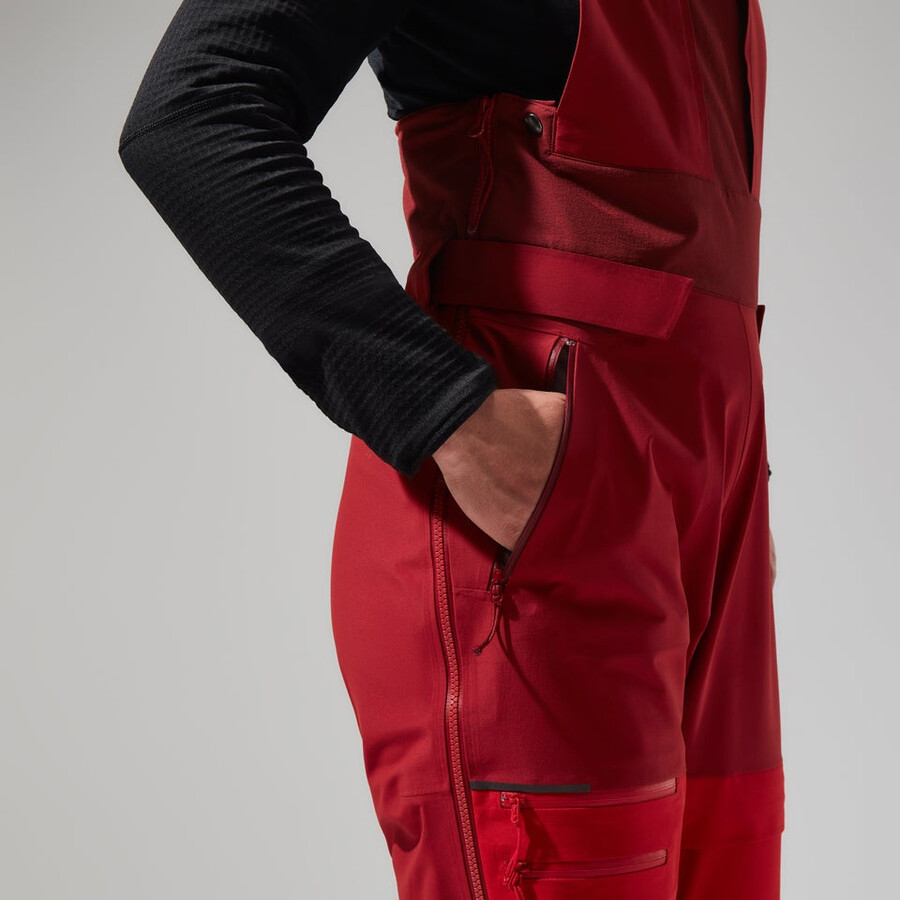 donne mtn spigolo scendere in gore-tex pantaloni con pettorina - rosso berghaus