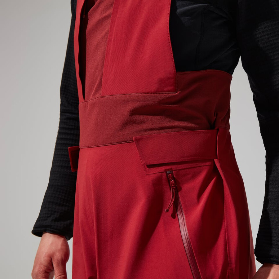donne mtn spigolo scendere in gore-tex pantaloni con pettorina - rosso berghaus