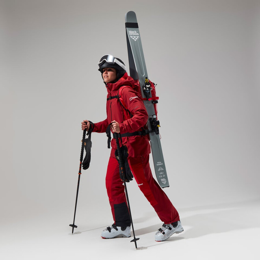 donne mtn spigolo scendere in gore-tex giacca - rosso berghaus