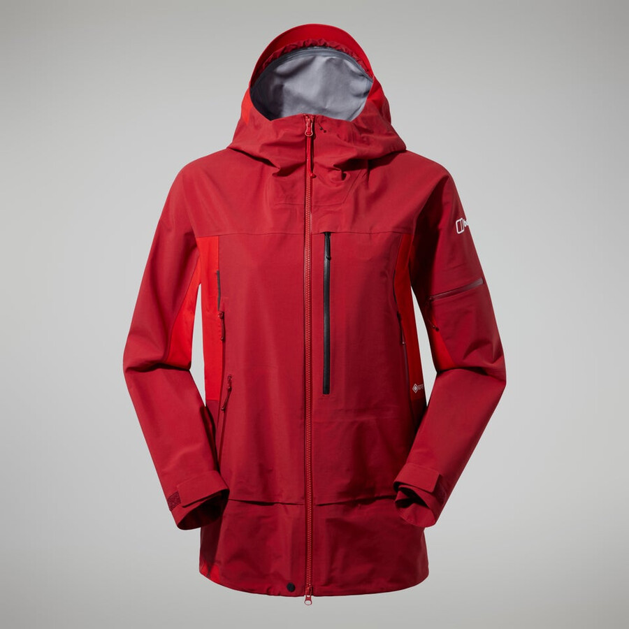 donne mtn spigolo scendere in gore-tex giacca - rosso berghaus
