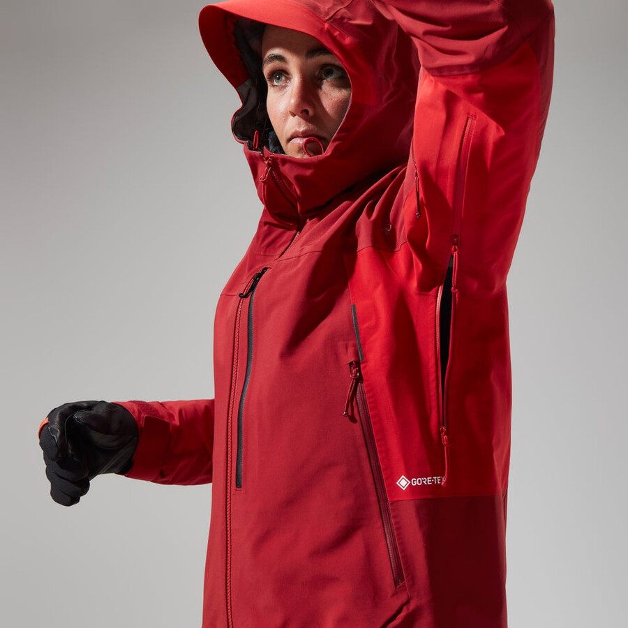 donne mtn spigolo scendere in gore-tex giacca - rosso berghaus