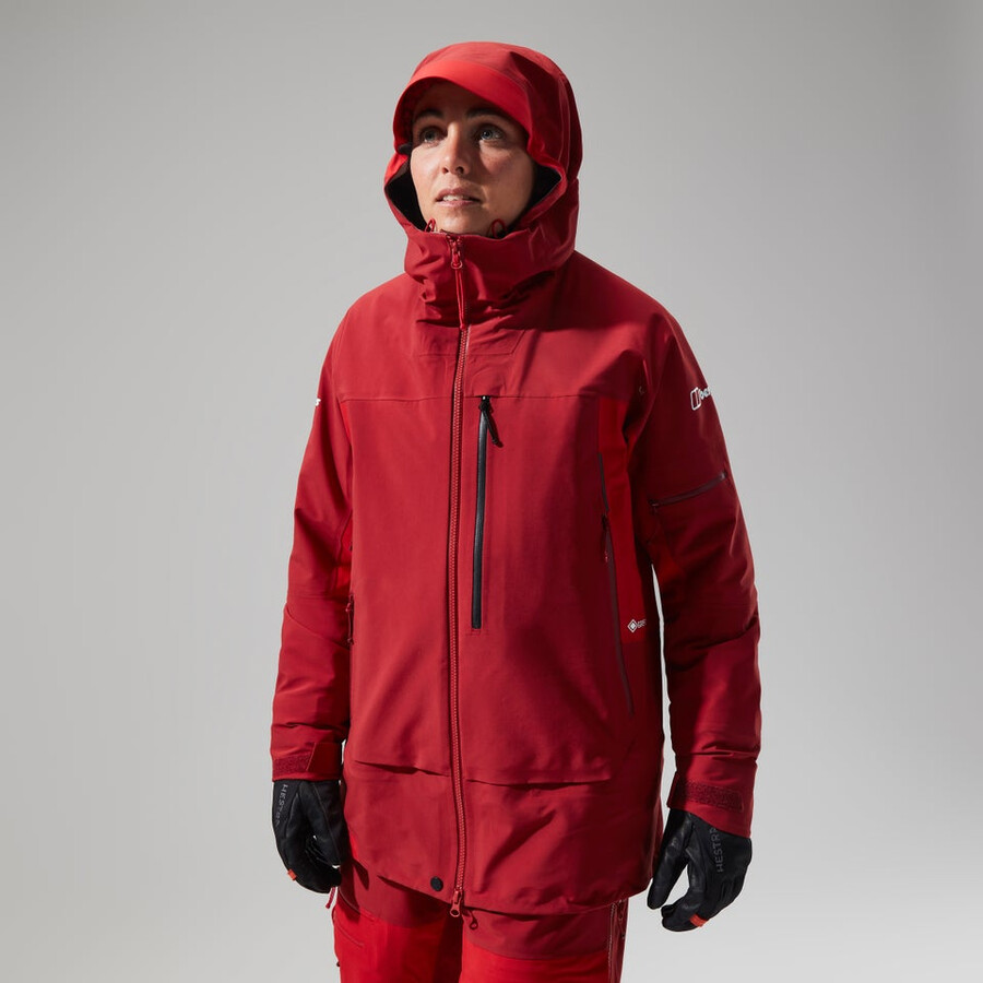 donne mtn spigolo scendere in gore-tex giacca - rosso berghaus