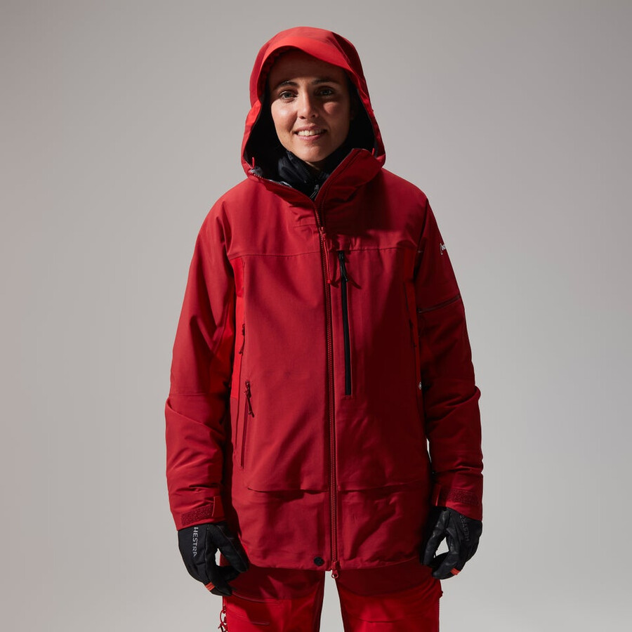 donne mtn spigolo scendere in gore-tex giacca - rosso berghaus