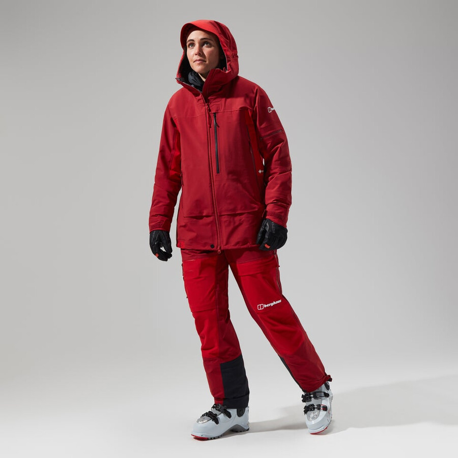 donne mtn spigolo scendere in gore-tex giacca - rosso berghaus