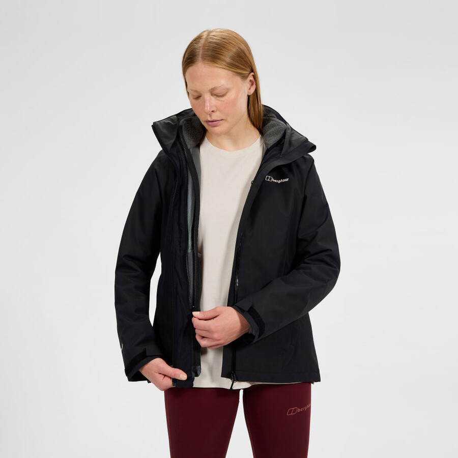 donne vagano gemini 3in1 giacca - nerogrigio berghaus