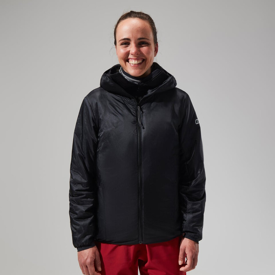donne mtn spigolo lb sintetico felpa con cappuccio - nerogrigio berghaus