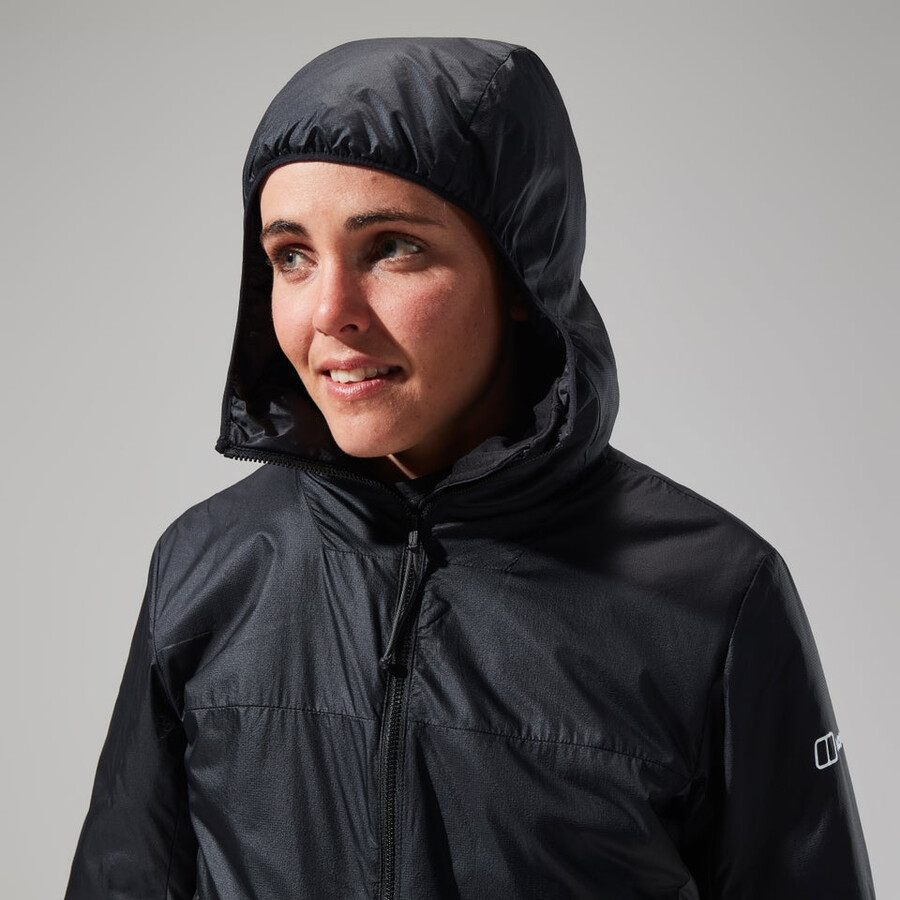 donne mtn spigolo lb sintetico felpa con cappuccio - nerogrigio berghaus