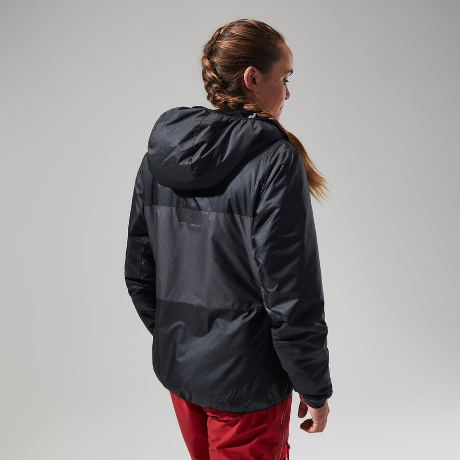 donne mtn spigolo lb sintetico felpa con cappuccio - nerogrigio berghaus