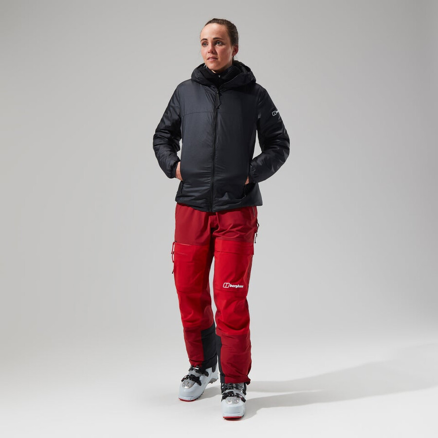 donne mtn spigolo lb sintetico felpa con cappuccio - nerogrigio berghaus