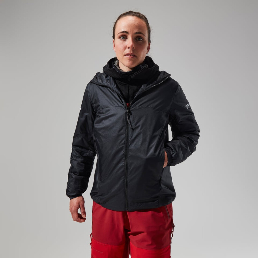 donne mtn spigolo lb sintetico felpa con cappuccio - nerogrigio berghaus