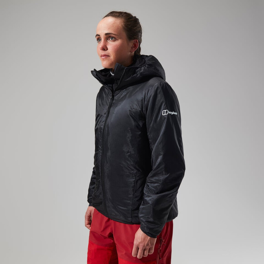donne mtn spigolo lb sintetico felpa con cappuccio - nerogrigio berghaus