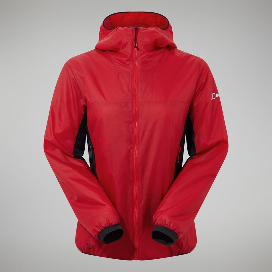 donne mtn spigolo lb sintetico felpa con cappuccio - rossonero berghaus