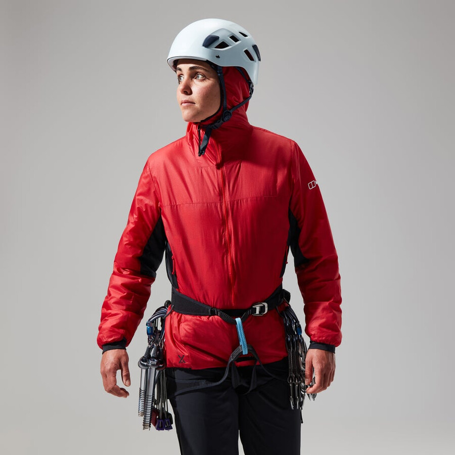 donne mtn spigolo lb sintetico felpa con cappuccio - rossonero berghaus