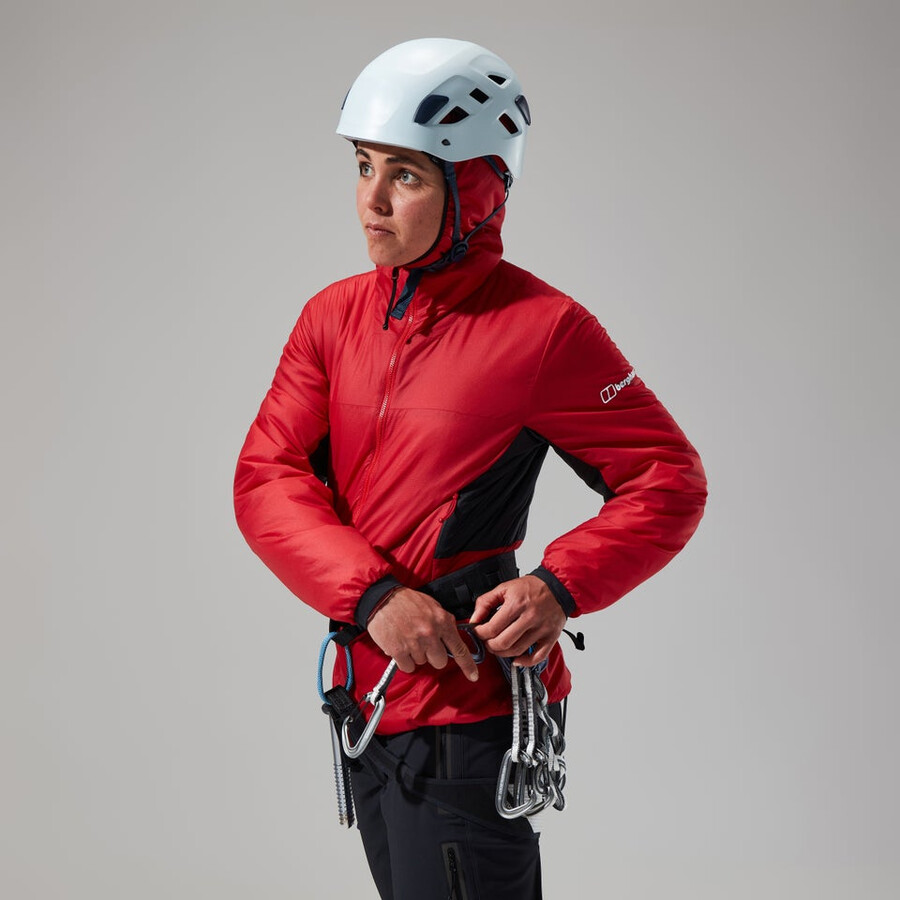 donne mtn spigolo lb sintetico felpa con cappuccio - rossonero berghaus