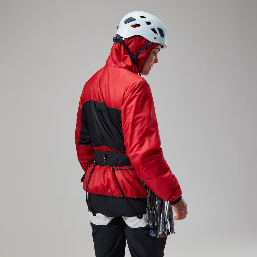 donne mtn spigolo lb sintetico felpa con cappuccio - rossonero berghaus