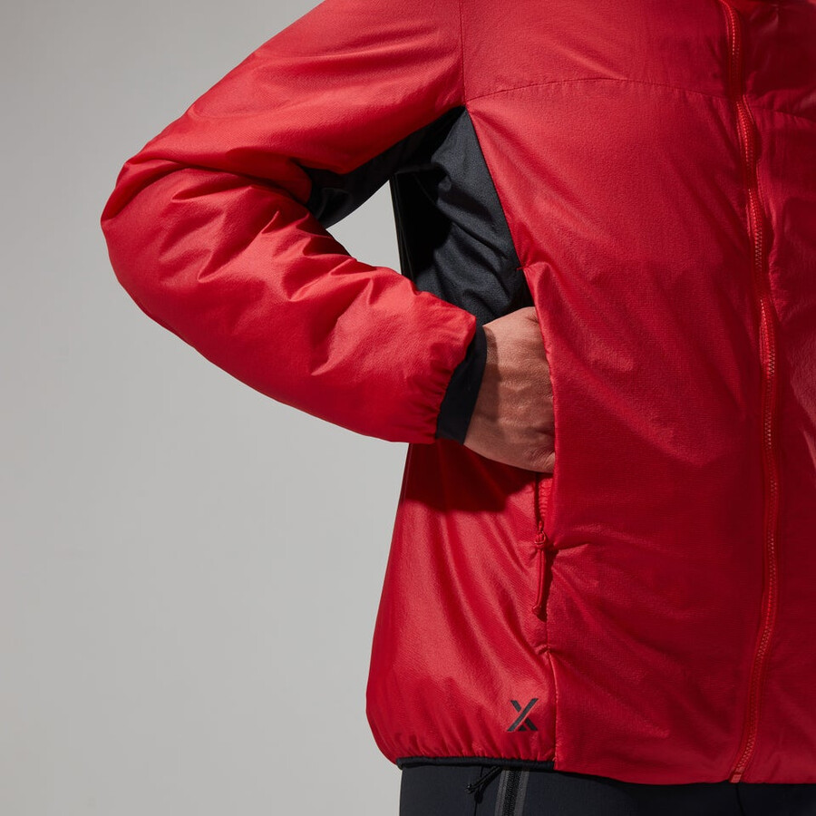 donne mtn spigolo lb sintetico felpa con cappuccio - rossonero berghaus