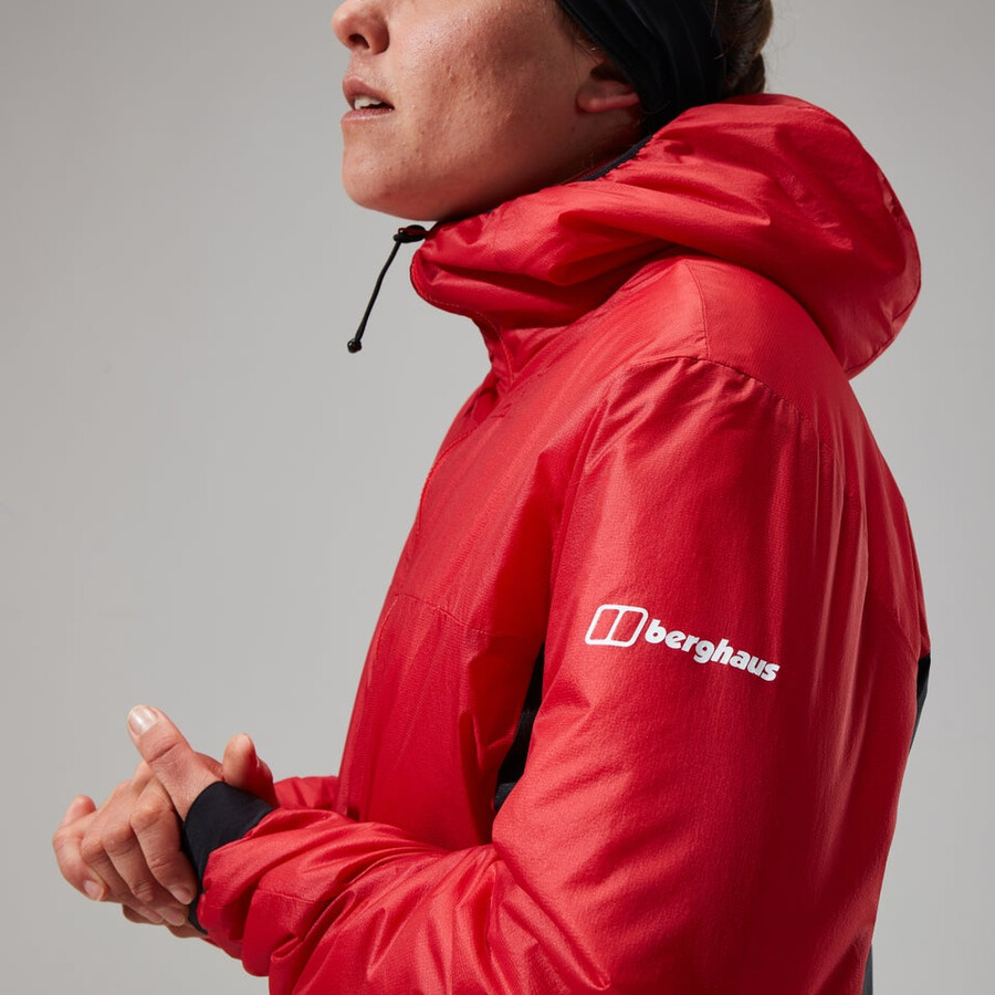 donne mtn spigolo lb sintetico felpa con cappuccio - rossonero berghaus