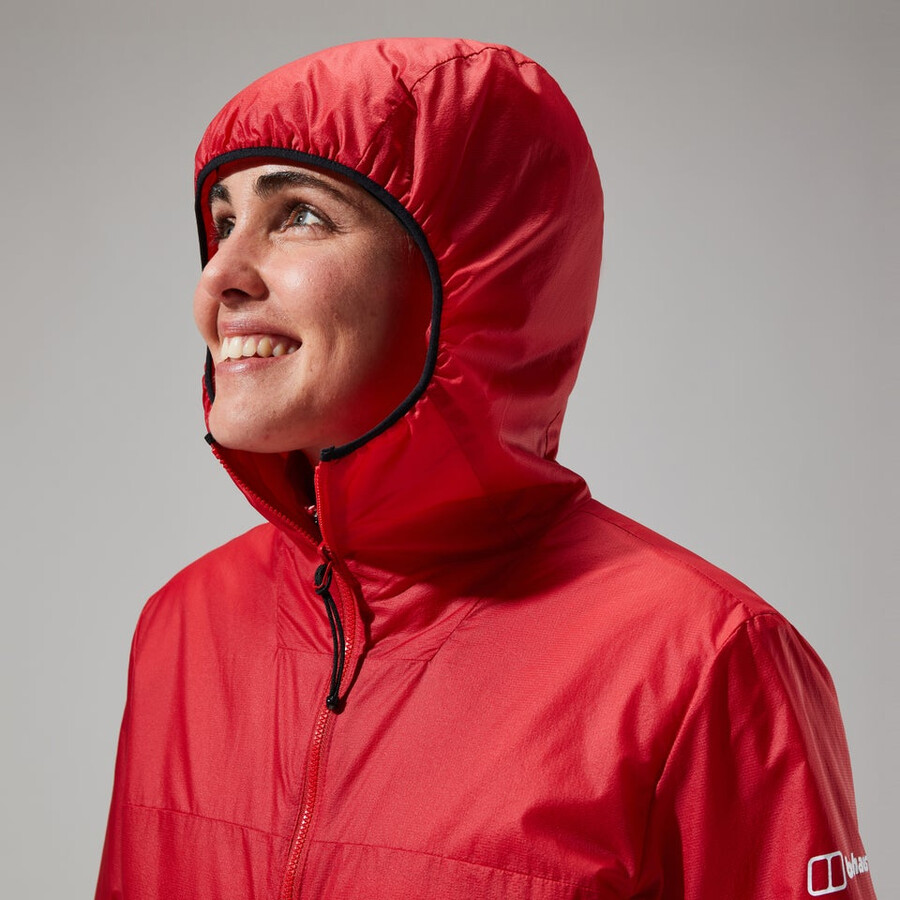 donne mtn spigolo lb sintetico felpa con cappuccio - rossonero berghaus