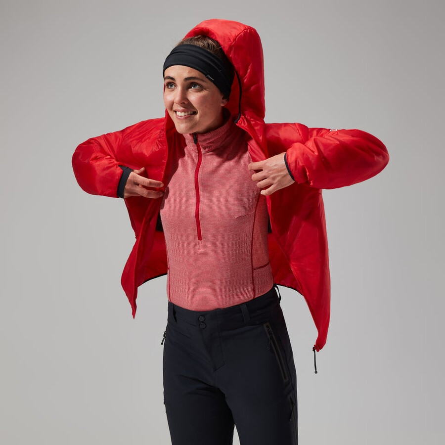 donne mtn spigolo lb sintetico felpa con cappuccio - rossonero berghaus