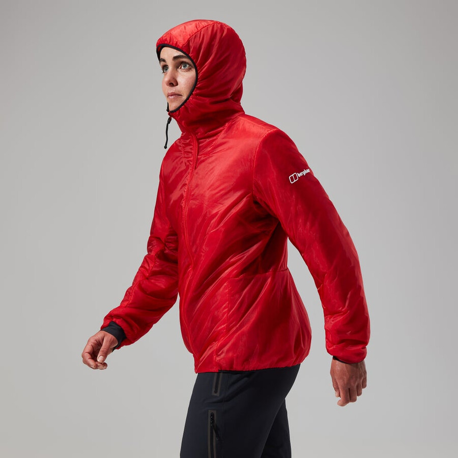 donne mtn spigolo lb sintetico felpa con cappuccio - rossonero berghaus