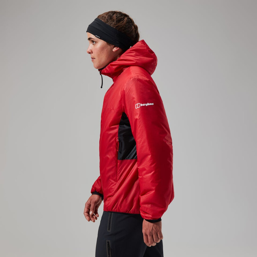 donne mtn spigolo lb sintetico felpa con cappuccio - rossonero berghaus