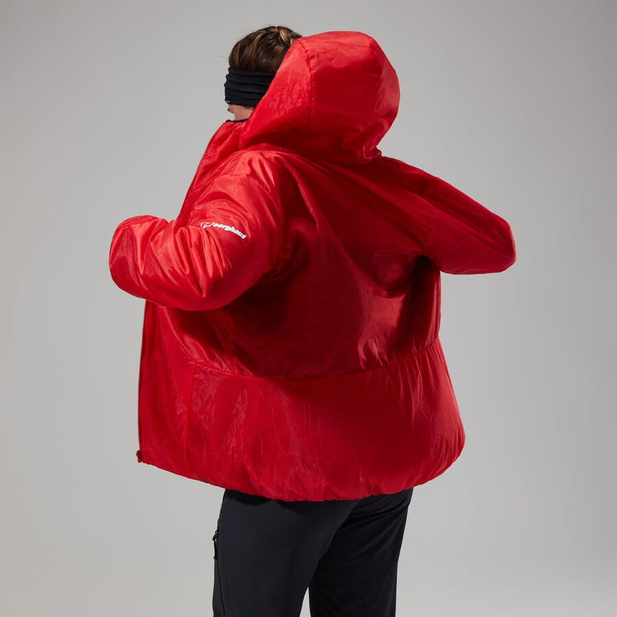 donne mtn spigolo lb sintetico felpa con cappuccio - rossonero berghaus