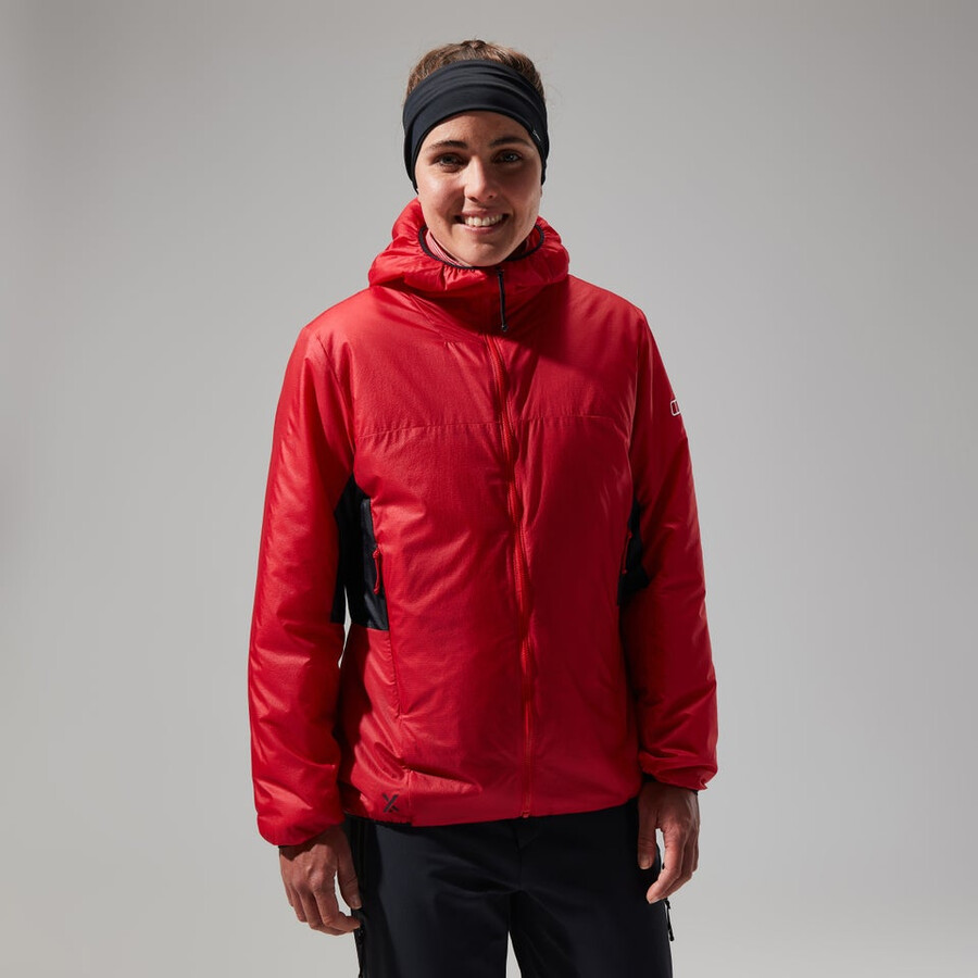 donne mtn spigolo lb sintetico felpa con cappuccio - rossonero berghaus