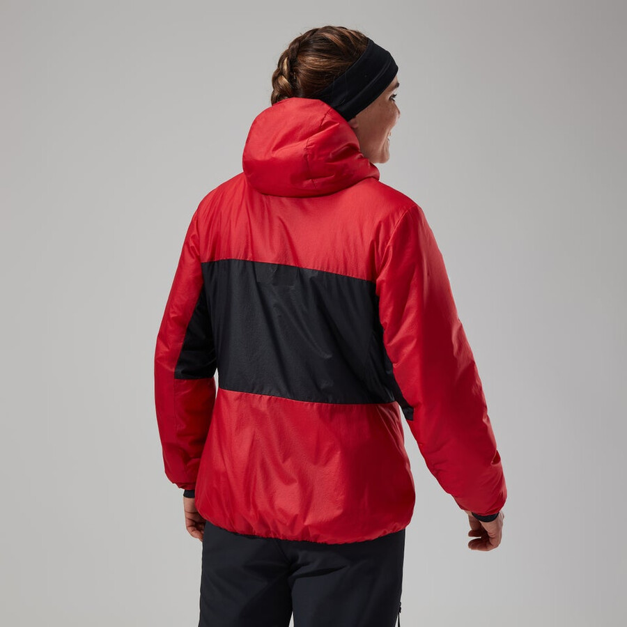 donne mtn spigolo lb sintetico felpa con cappuccio - rossonero berghaus
